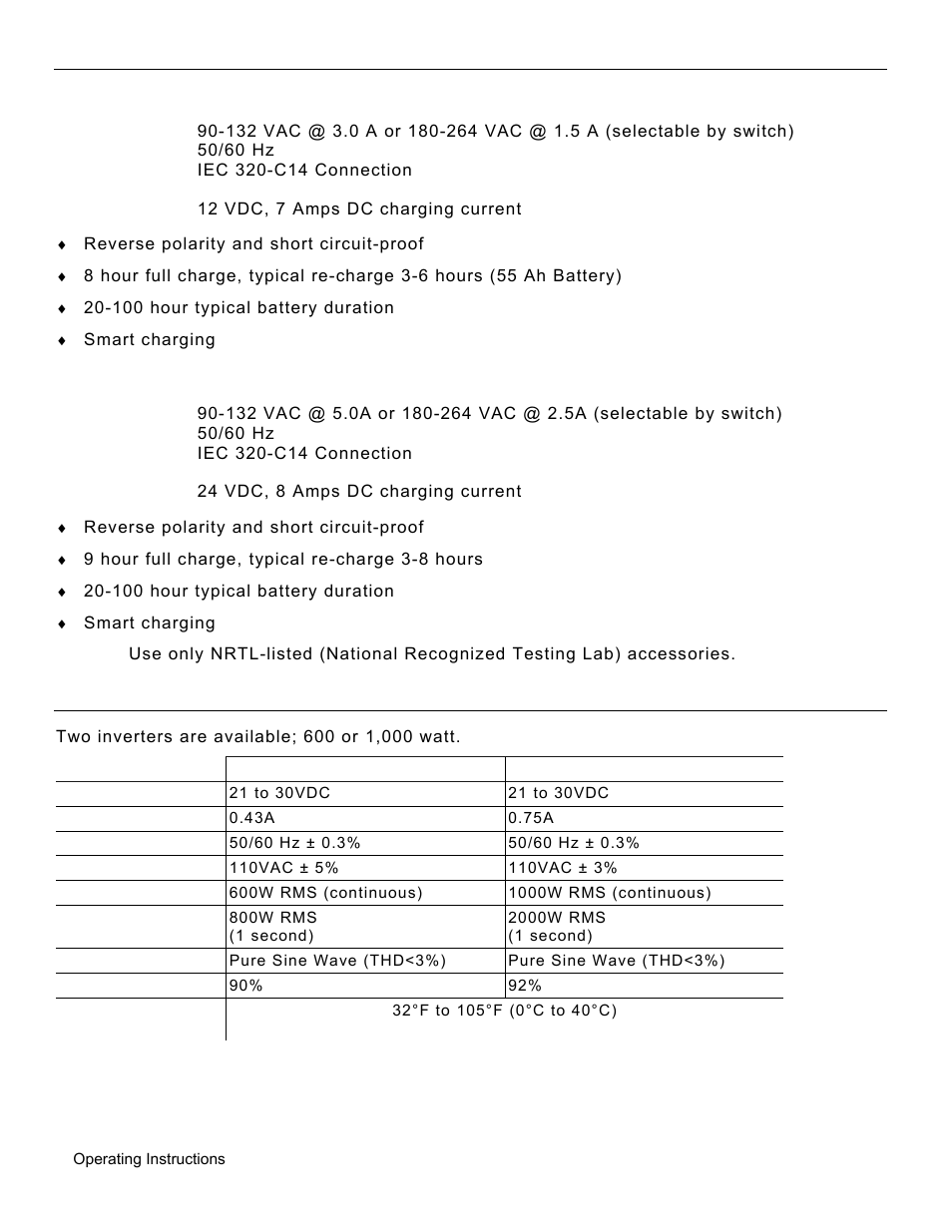 Chargers, One battery (9878 mws only), Two batteries | Inverters | Avery Dennison Monarch 9876 User Manual | Page 16 / 24