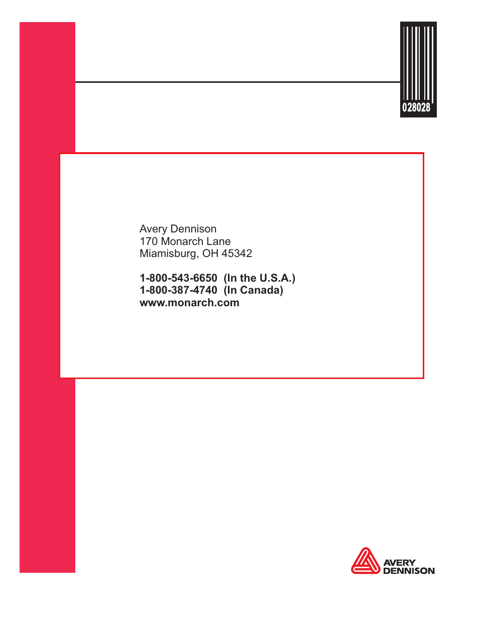 Avery Dennison Monarch 9876 User Manual | Page 24 / 24