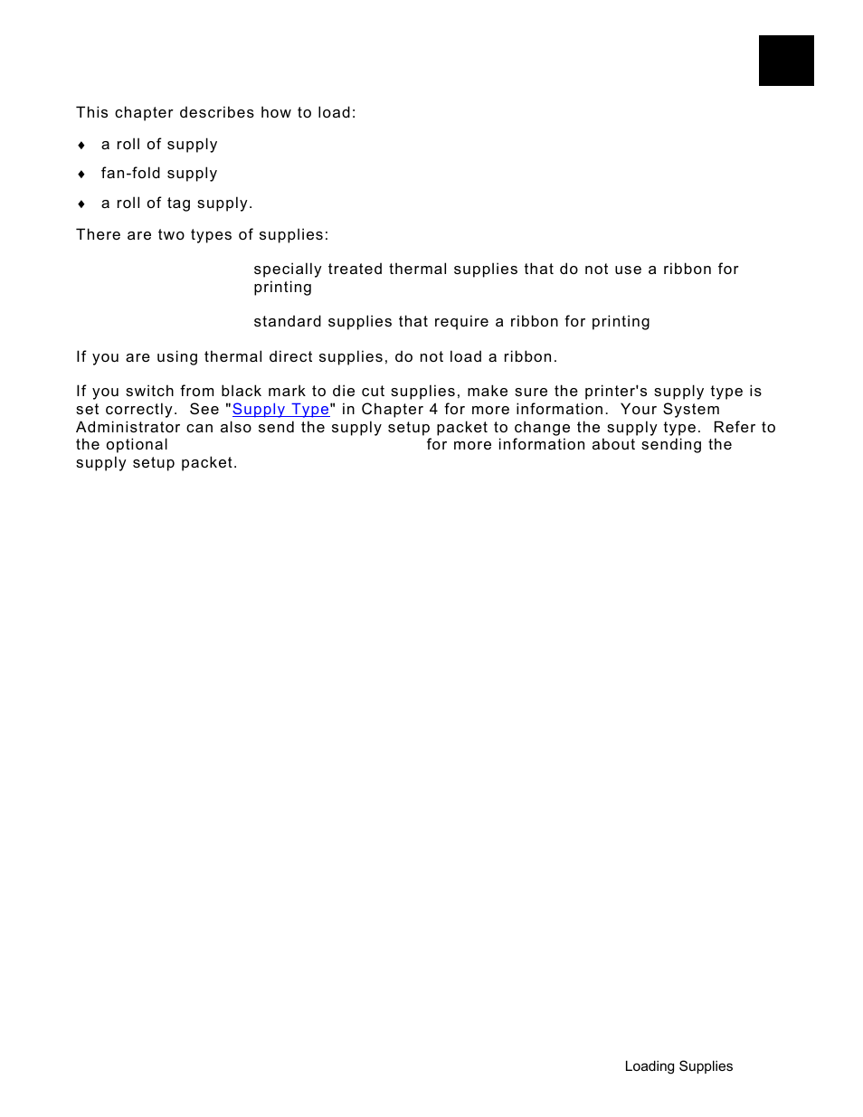Loading supplies, Loading supplies -1 | Avery Dennison Monarch 9906 Operator Handbook User Manual | Page 13 / 116