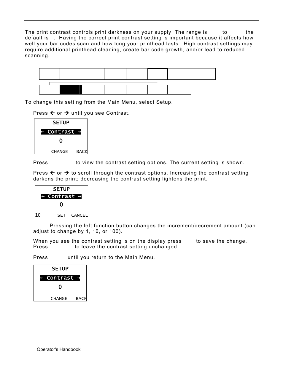 Setting the print contrast, Setting the print contrast -16 | Avery Dennison Monarch 9906 Operator Handbook User Manual | Page 44 / 116