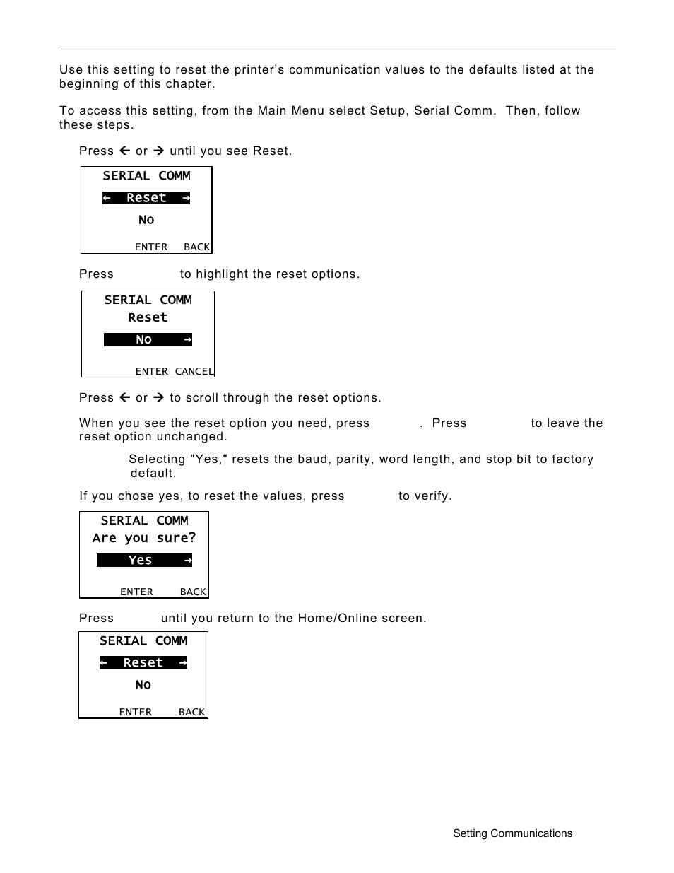 Resetting to default values, Resetting to default values -7 | Avery Dennison Monarch 9906 Operator Handbook User Manual | Page 51 / 116