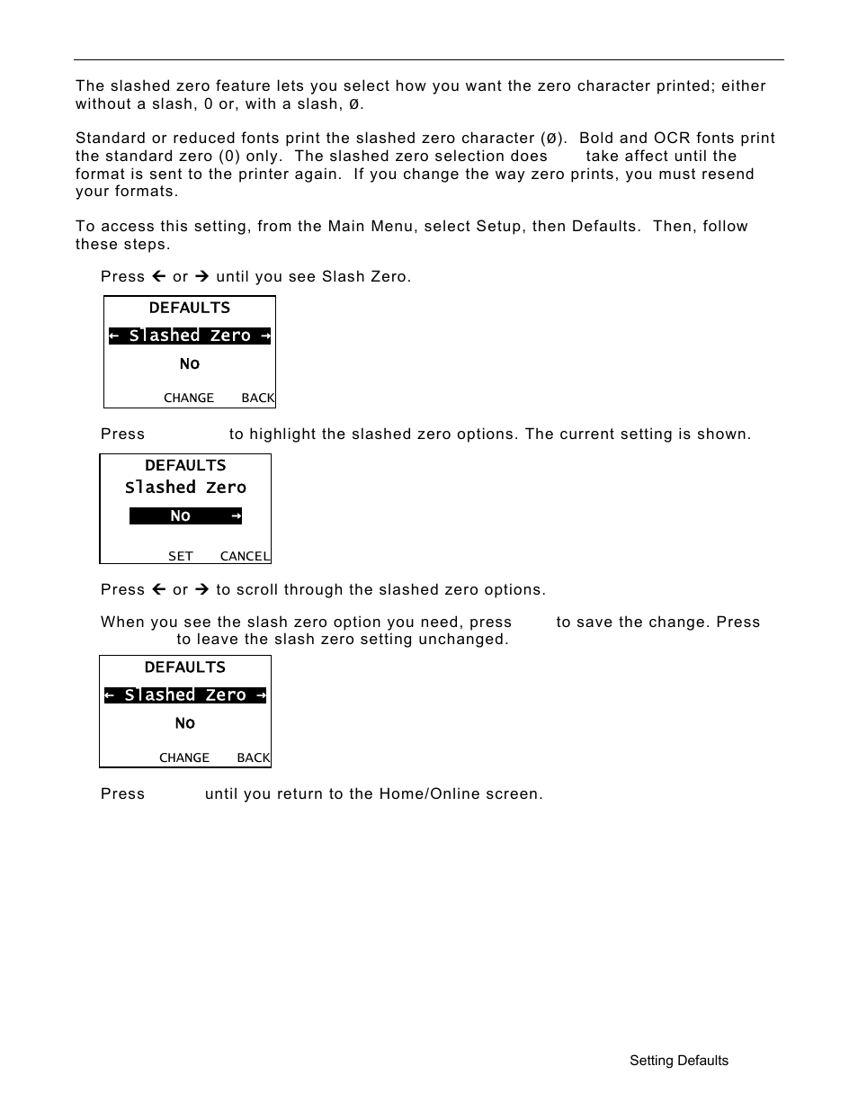 Setting the slashed zero appearance, Setting the slashed zero appearance -5 | Avery Dennison Monarch 9906 Operator Handbook User Manual | Page 57 / 116