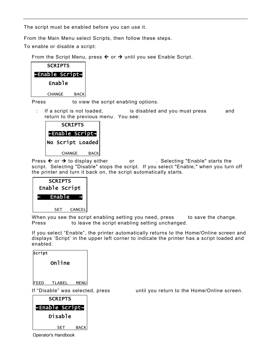 Enabling a script, Enabling a script -4 | Avery Dennison Monarch 9906 Operator Handbook User Manual | Page 72 / 116