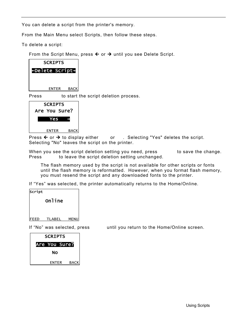 Deleting a script, Deleting a script -5 | Avery Dennison Monarch 9906 Operator Handbook User Manual | Page 73 / 116