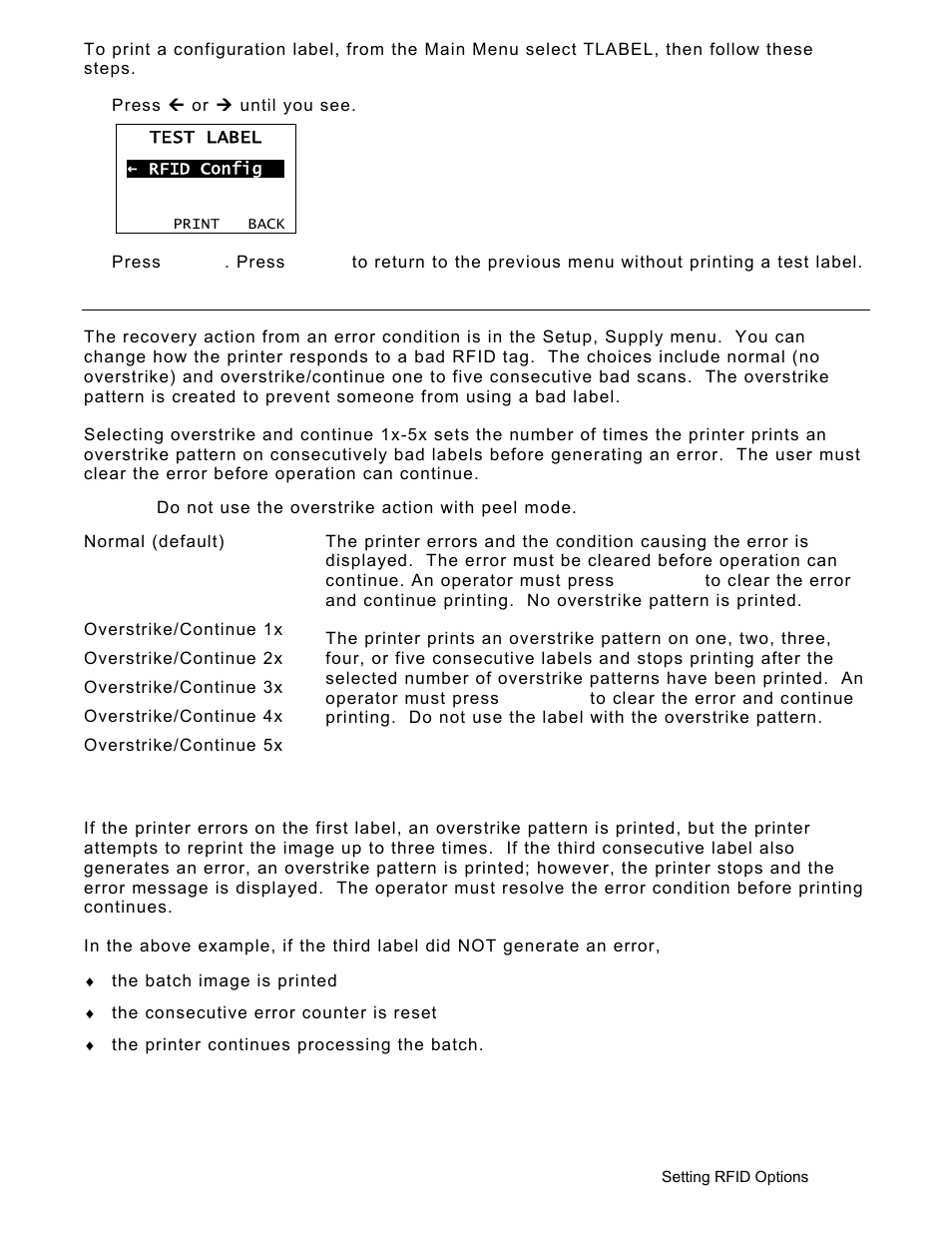Setting the error action, Setting the error action -5 | Avery Dennison Monarch 9906 Operator Handbook User Manual | Page 81 / 116