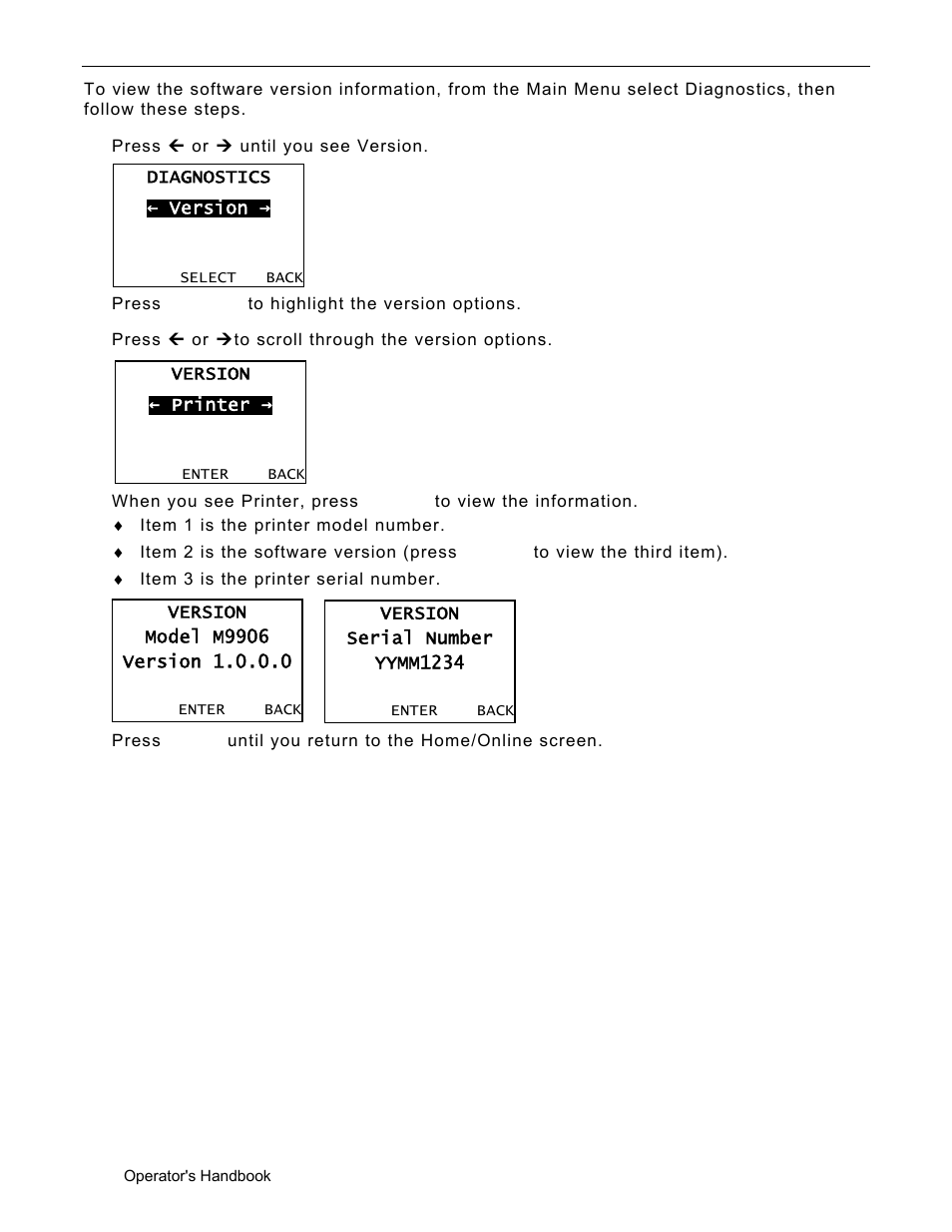 Checking the software version, Checking the software version -2 | Avery Dennison Monarch 9906 Operator Handbook User Manual | Page 96 / 116