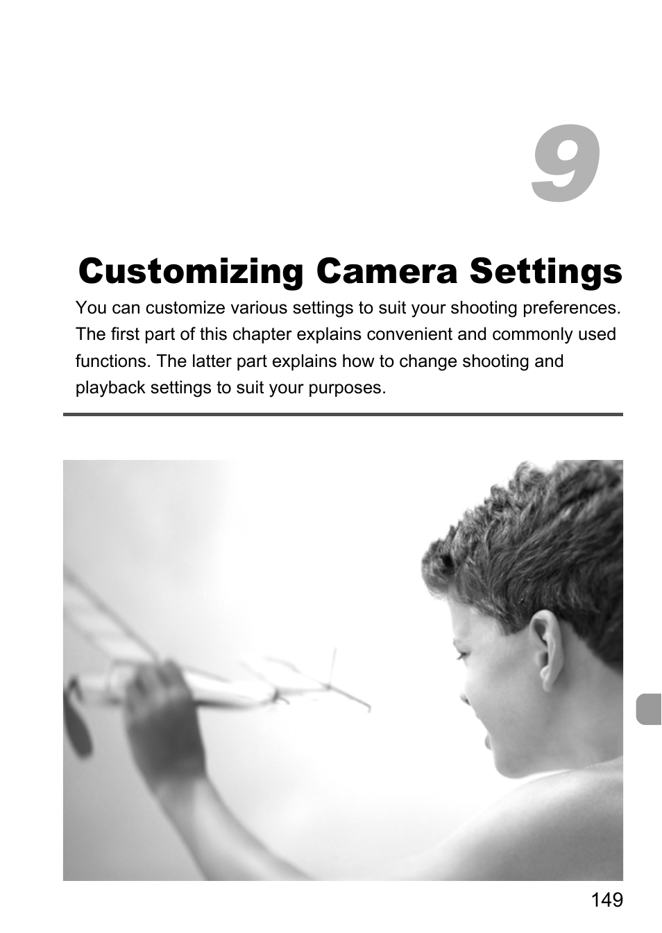 9 customizing camera settings, 9 customizing camera, Settings | Canon A3350 IS User Manual | Page 149 / 201