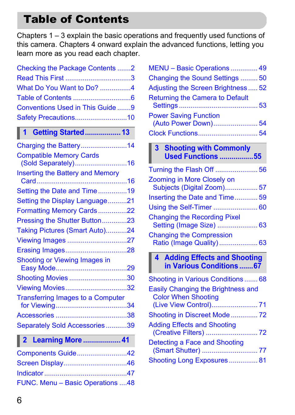 Canon A3350 IS User Manual | Page 6 / 201