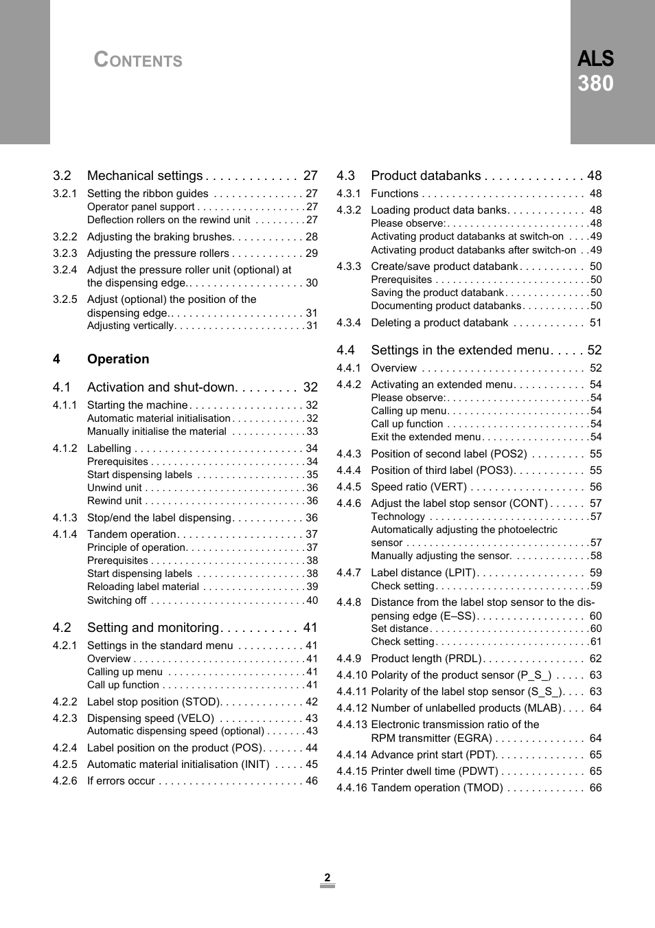 Als 380, Ontents | Avery Dennison ALS 380 User Manual | Page 4 / 90