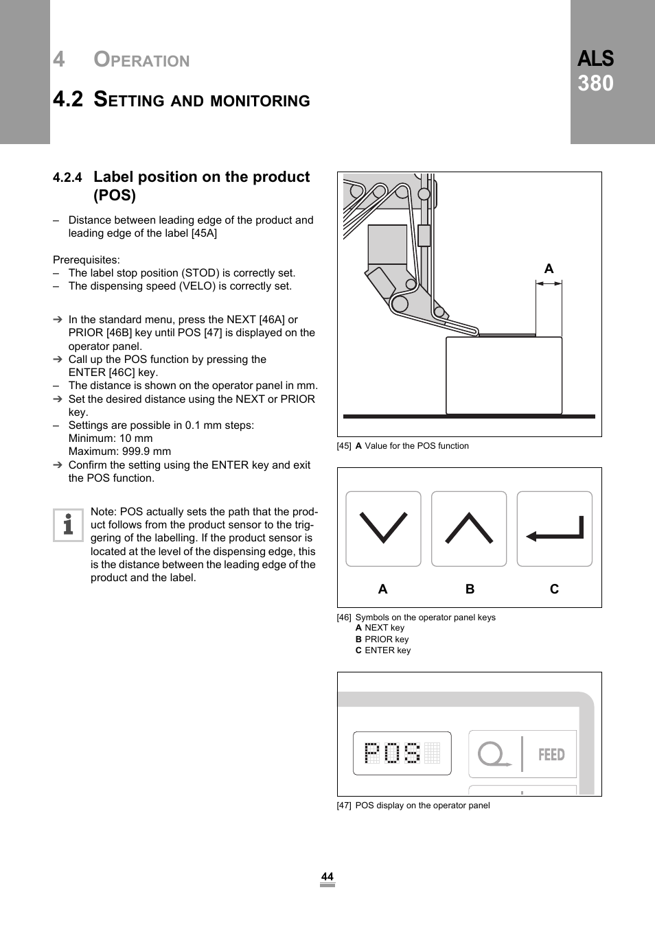 4 label position on the product (pos), Als 380 | Avery Dennison ALS 380 User Manual | Page 46 / 90