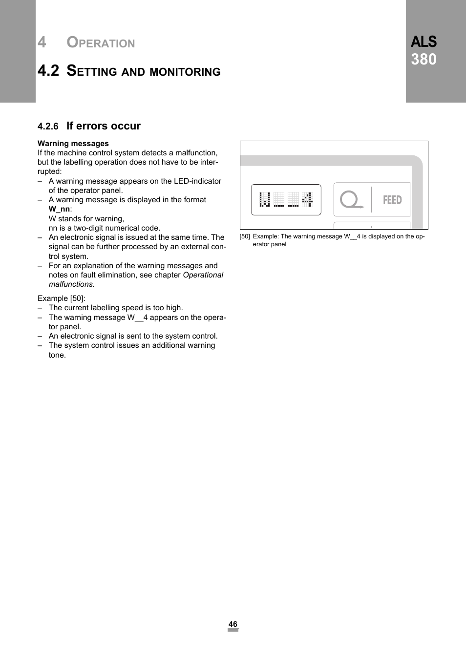 6 if errors occur, Als 380 | Avery Dennison ALS 380 User Manual | Page 48 / 90