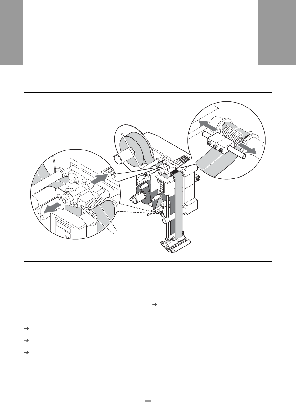 3 adjust the pressure roller and the braking brush, Pressure roller, Braking brush | 44 pressure roller braking brush | Avery Dennison ALS 350 User Manual | Page 44 / 100