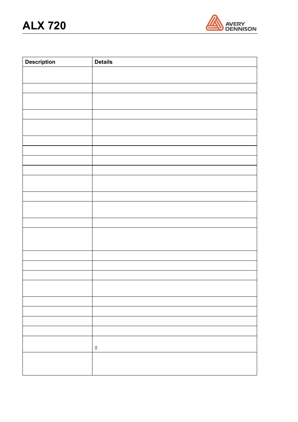 Alx 720 | Avery Dennison ALX 720 User Manual | Page 118 / 124
