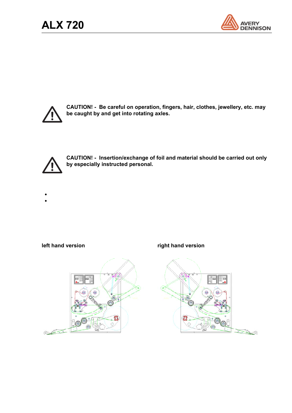 4 operation, 1 insert label material, Operation | Insert label material, Alx 720 | Avery Dennison ALX 720 User Manual | Page 27 / 124