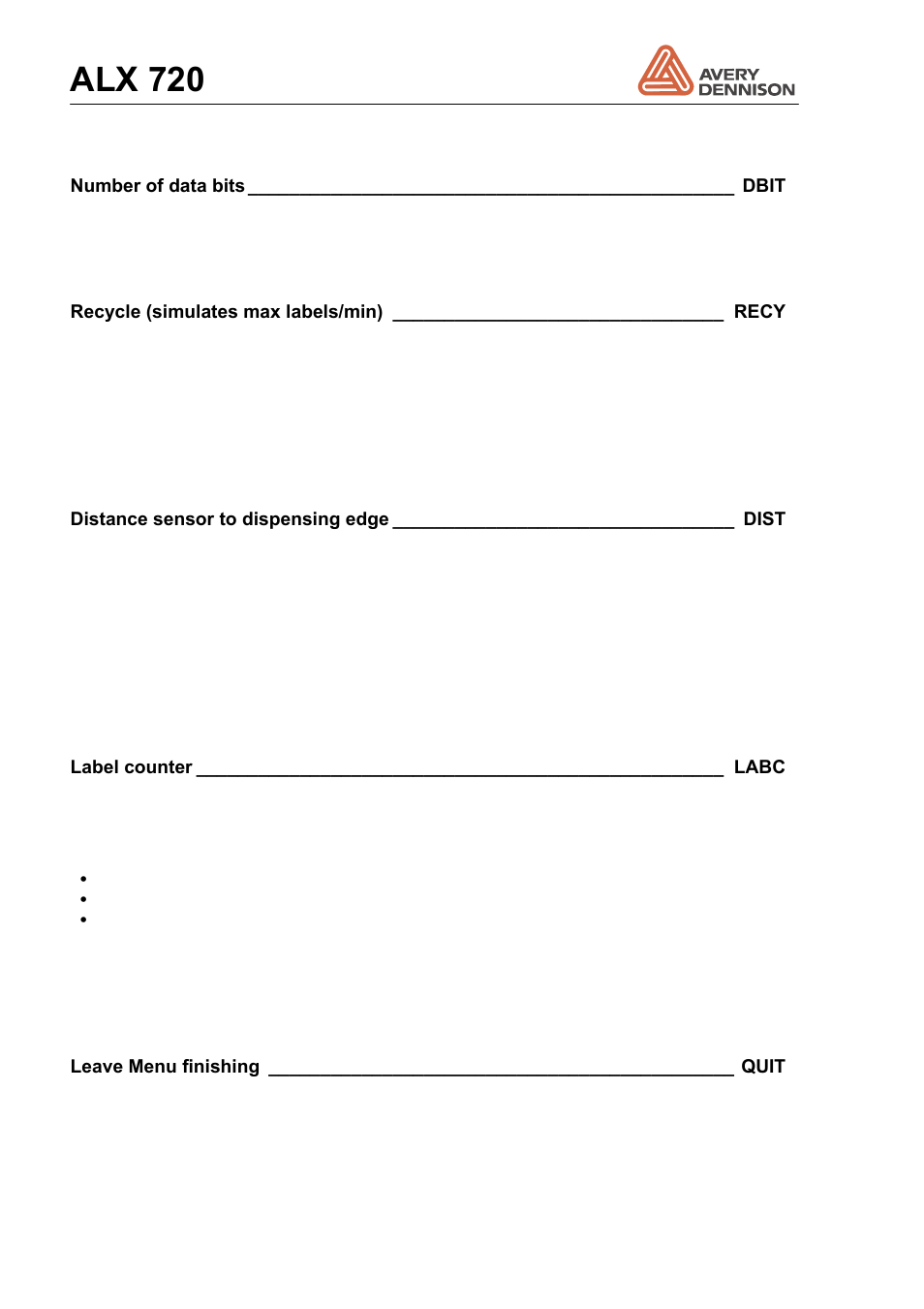 Alx 720 | Avery Dennison ALX 720 User Manual | Page 60 / 124