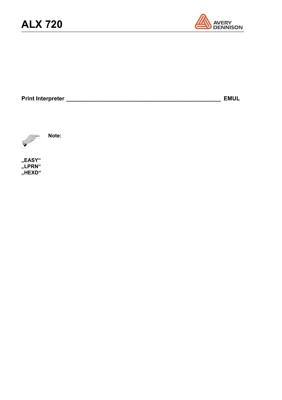 5 sysp: system parameter, Sysp: system parameter, Alx 720 | Avery Dennison ALX 720 User Manual | Page 70 / 124