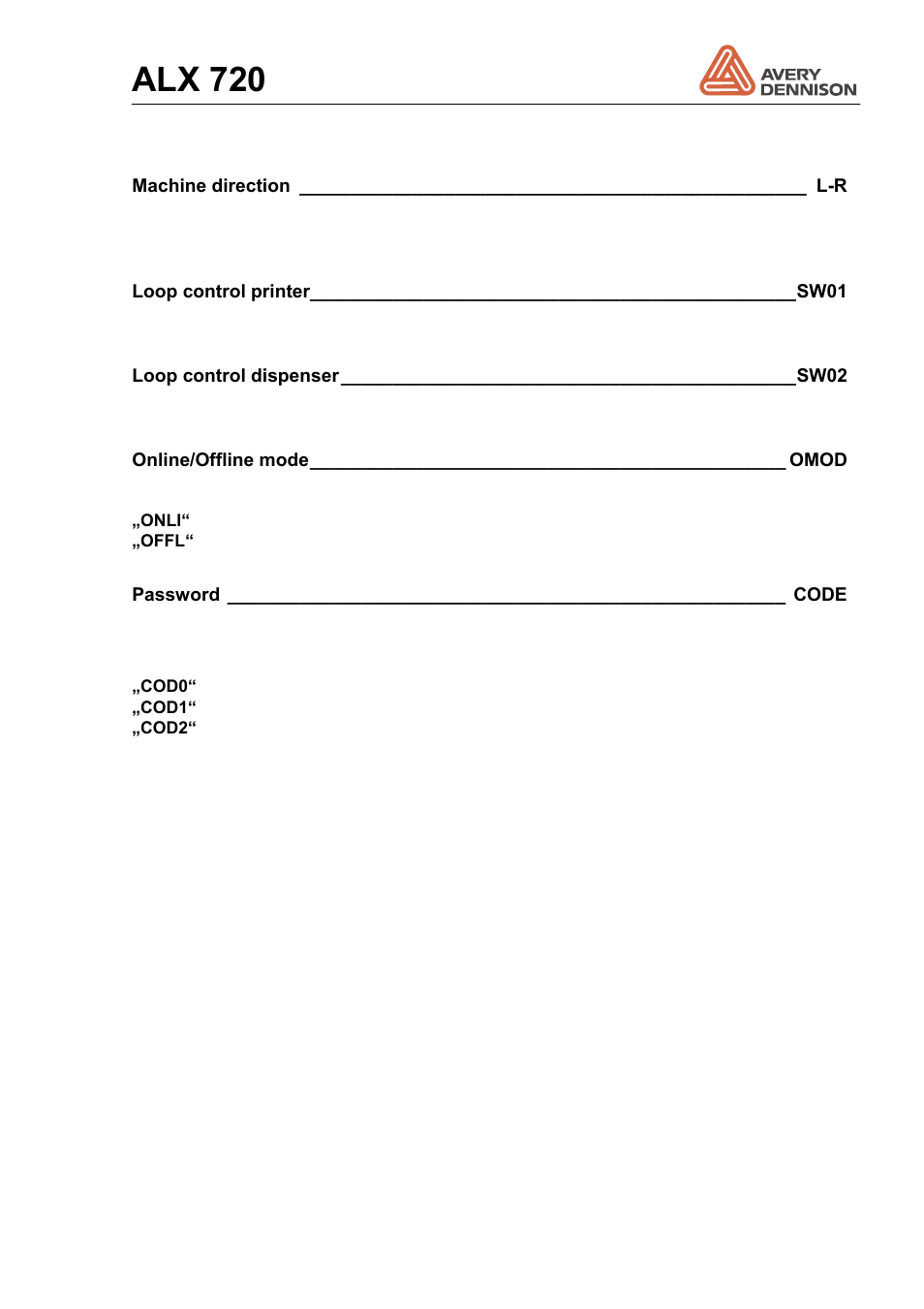 Alx 720 | Avery Dennison ALX 720 User Manual | Page 73 / 124