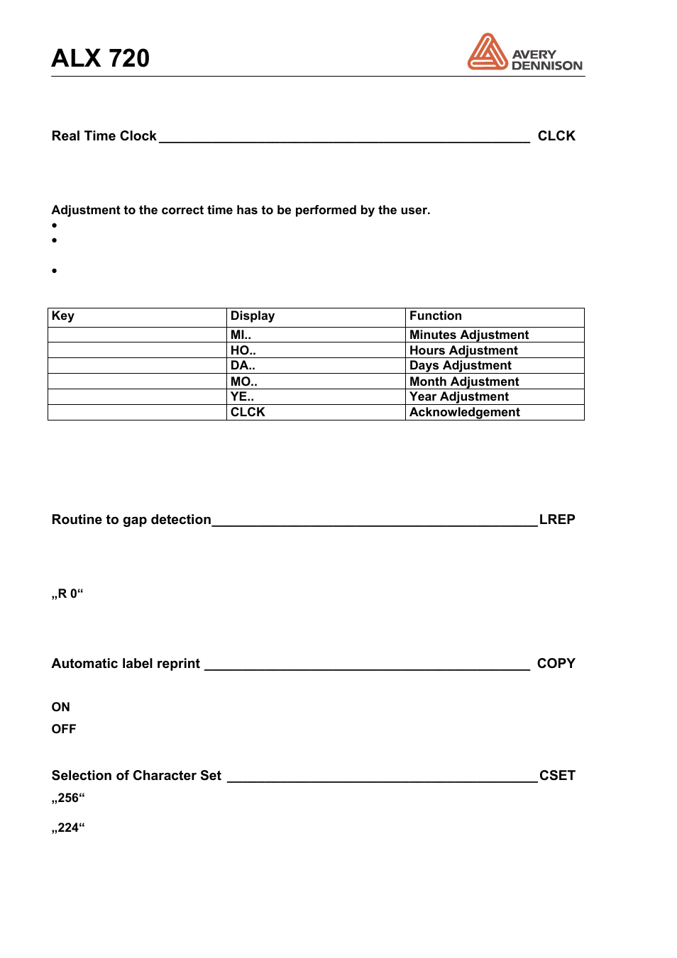 Alx 720 | Avery Dennison ALX 720 User Manual | Page 76 / 124