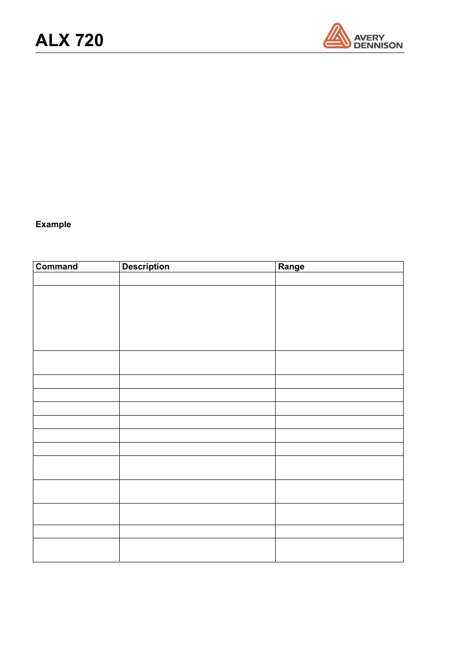 2 interface commands, Interface commands, Alx 720 | Avery Dennison ALX 720 User Manual | Page 82 / 124
