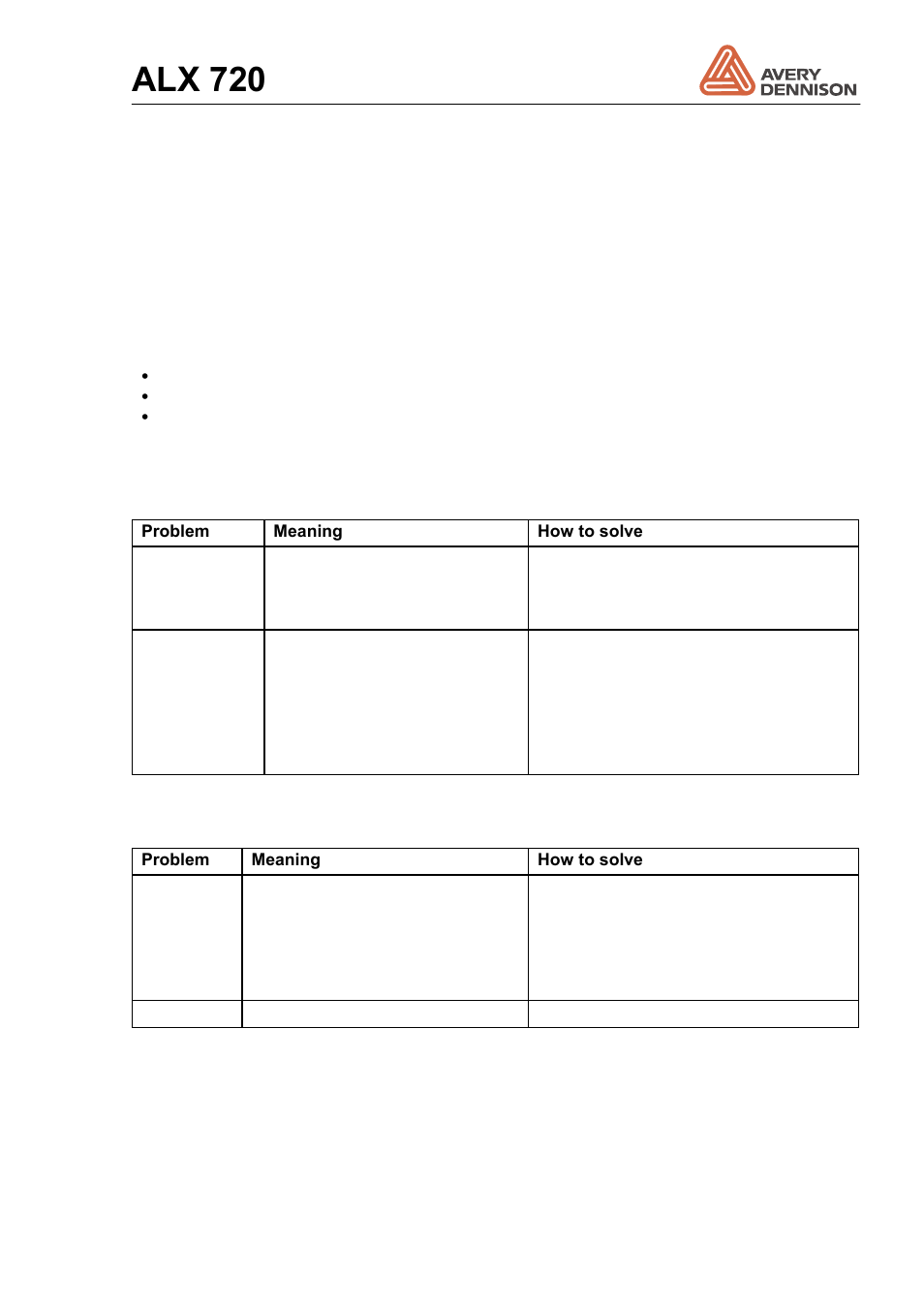 8 status messages, 1 printer messages, Status messages | Printer messages, Alx 720 | Avery Dennison ALX 720 User Manual | Page 85 / 124