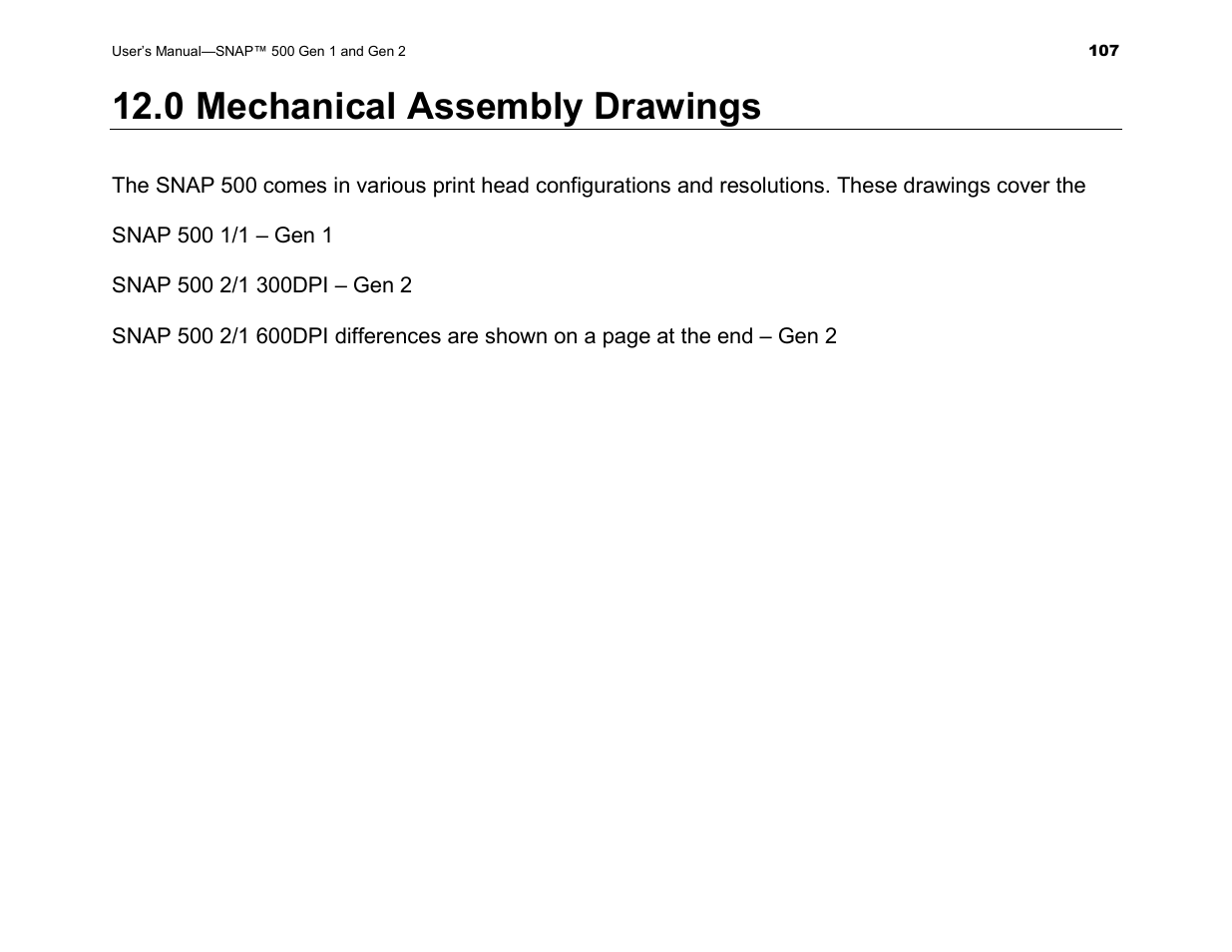 0 mechanical assembly drawings | Avery Dennison SNAP 500 User Manual | Page 107 / 136