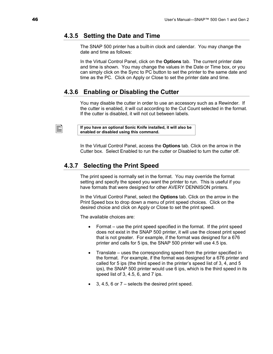 Avery Dennison SNAP 500 User Manual | Page 46 / 136