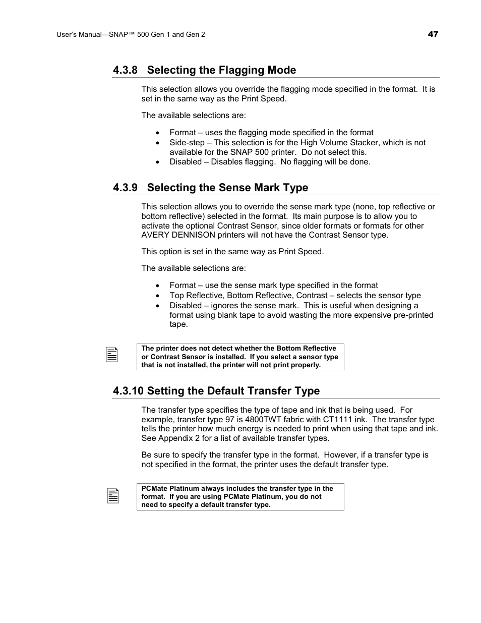 Avery Dennison SNAP 500 User Manual | Page 47 / 136