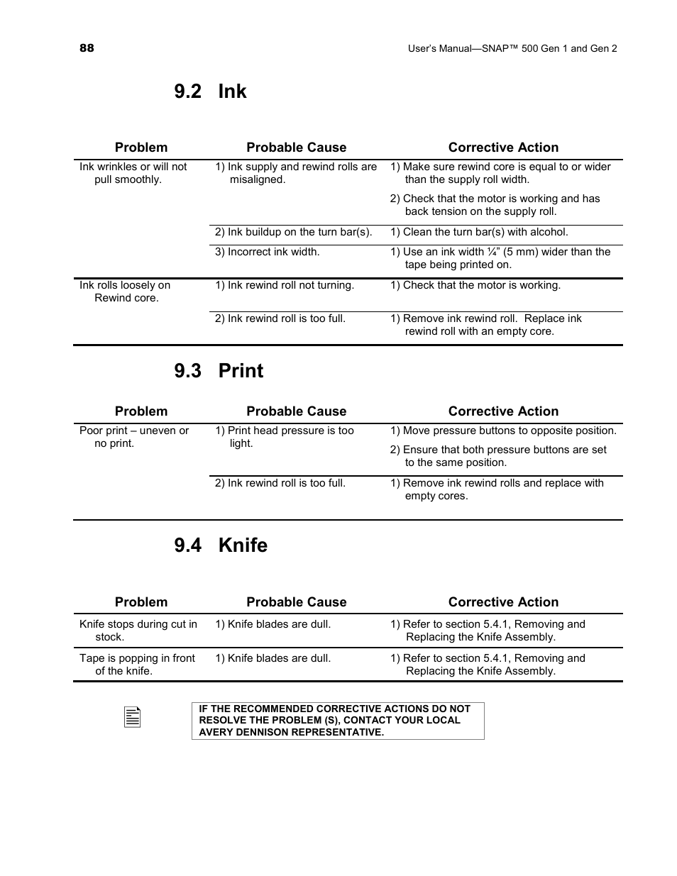 2 ink, 3 print, 4 knife | Avery Dennison SNAP 500 User Manual | Page 88 / 136
