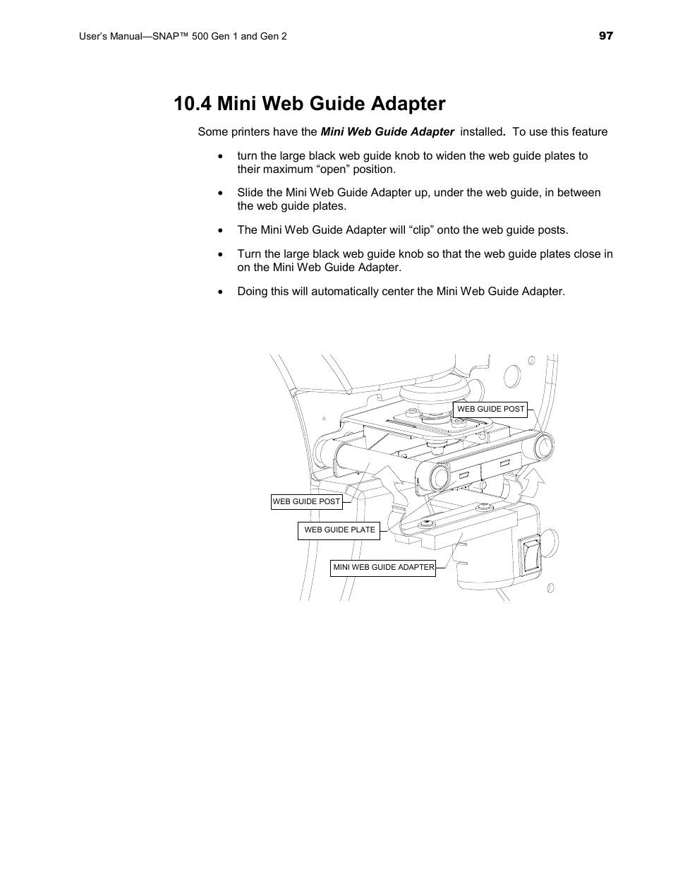 4 mini web guide adapter | Avery Dennison SNAP 500 User Manual | Page 97 / 136