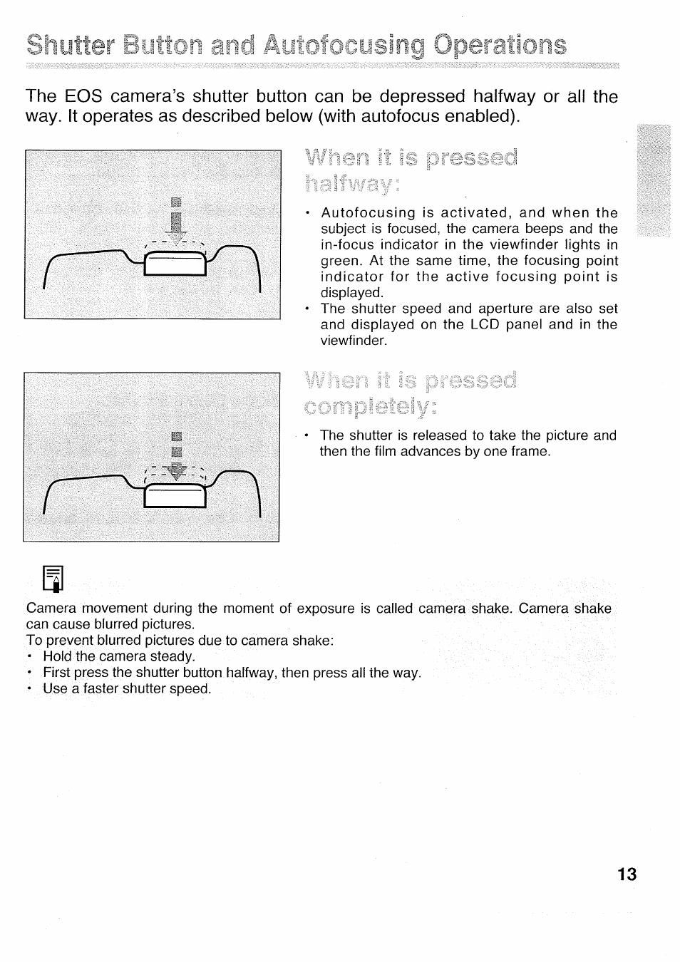 R button and autofocusina operations | Canon 500N QD User Manual | Page 13 / 17