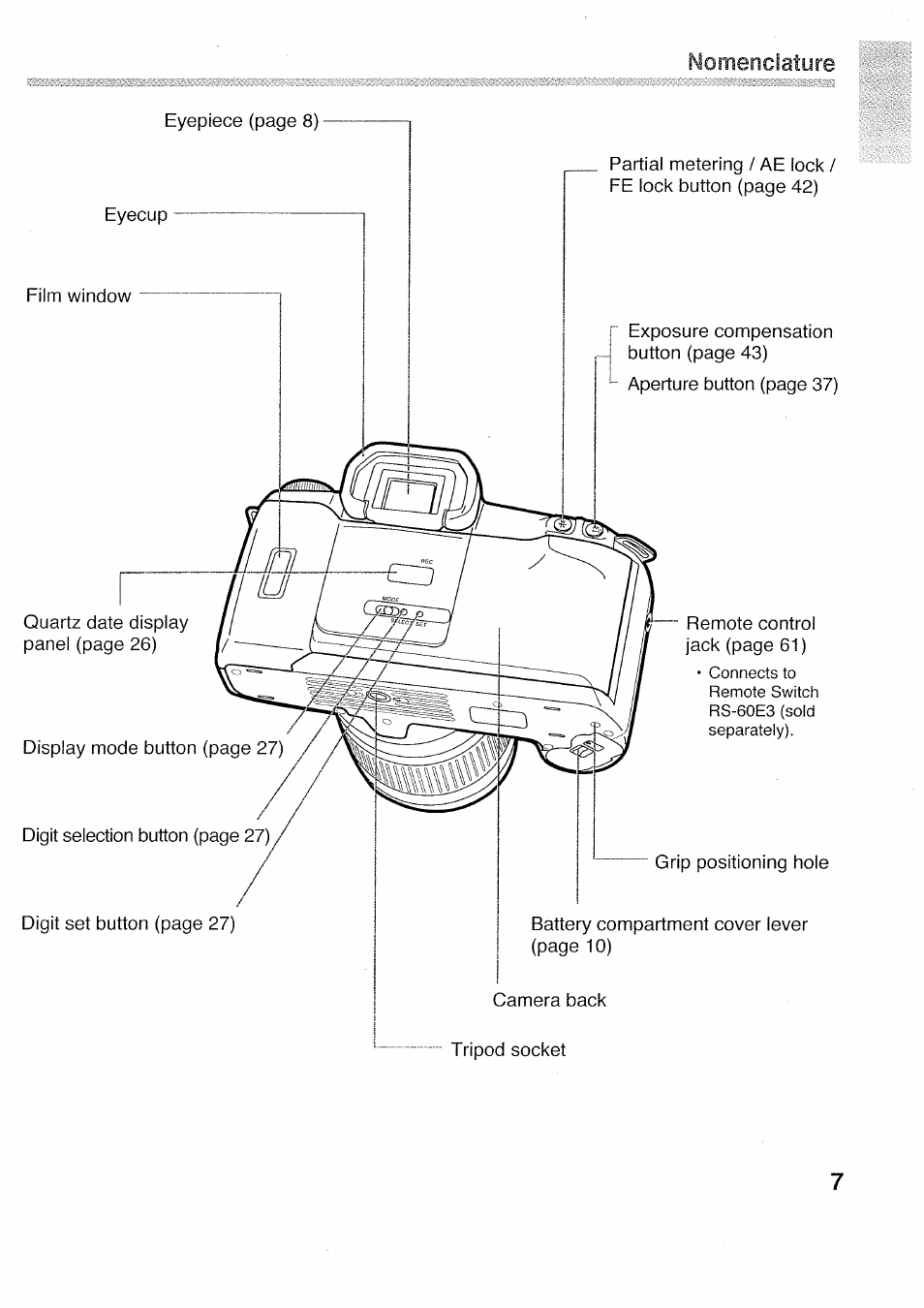 Nomenclature | Canon 500N QD User Manual | Page 7 / 17