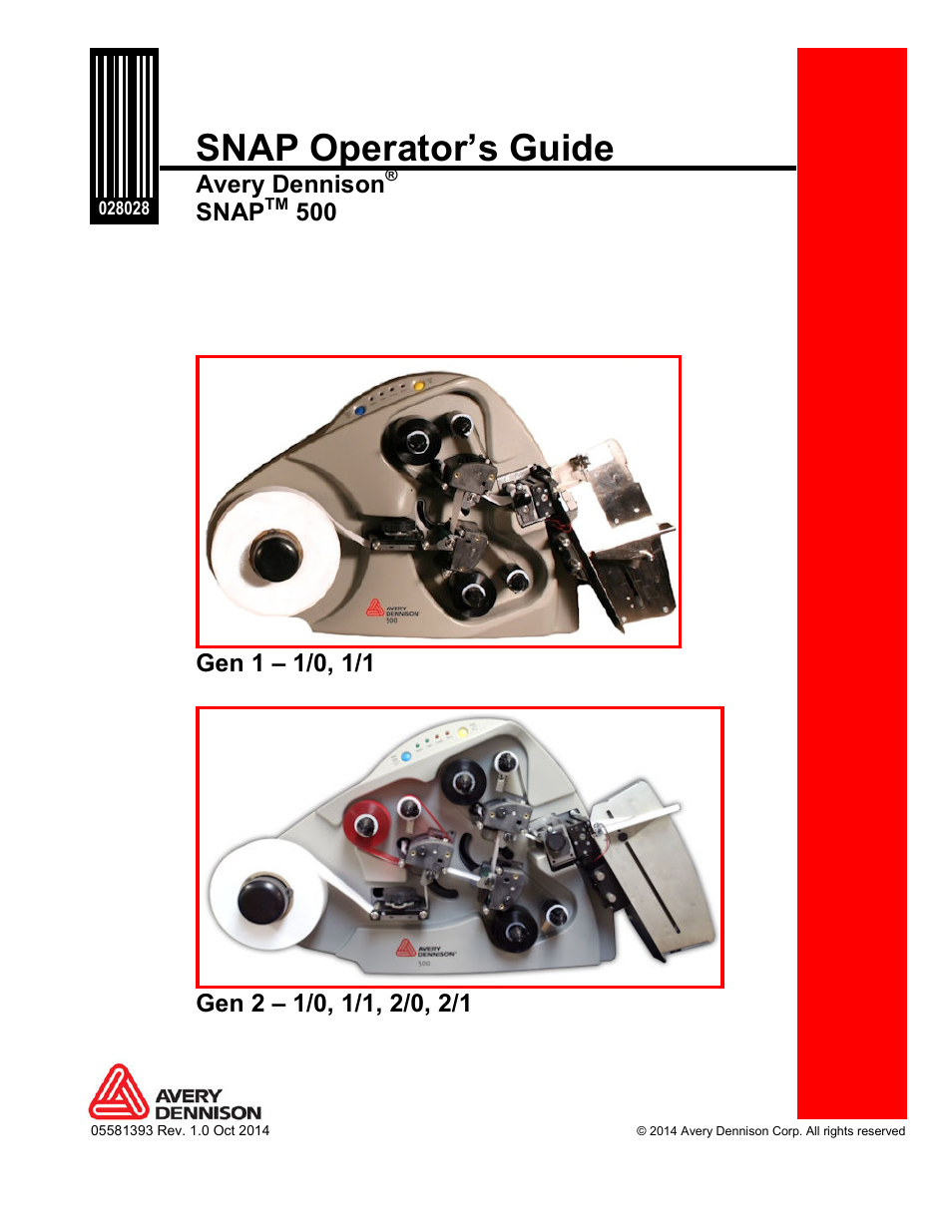 Avery Dennison SNAP 500 Operator Guide User Manual | 34 pages