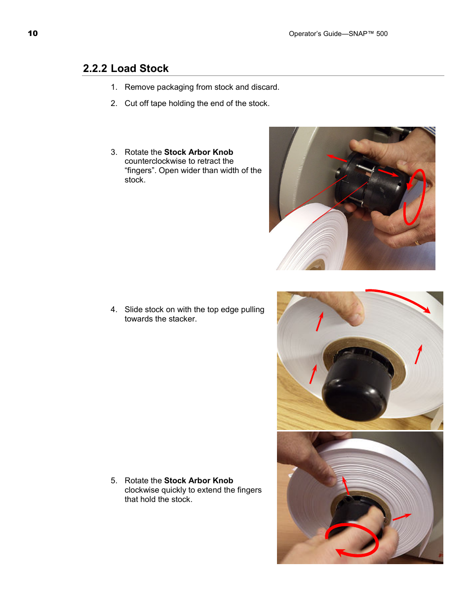 2 load stock | Avery Dennison SNAP 500 Operator Guide User Manual | Page 10 / 34