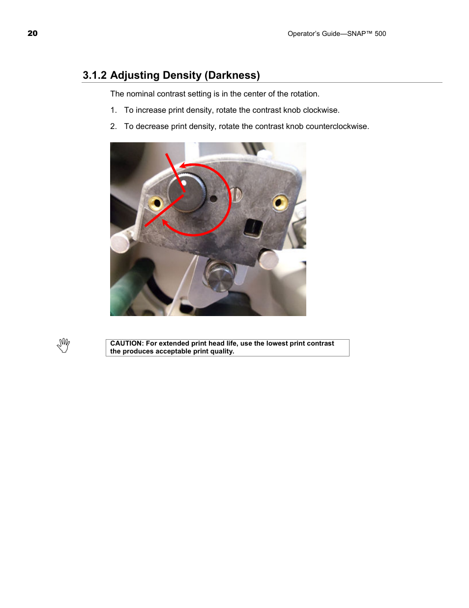 2 adjusting density (darkness) | Avery Dennison SNAP 500 Operator Guide User Manual | Page 20 / 34