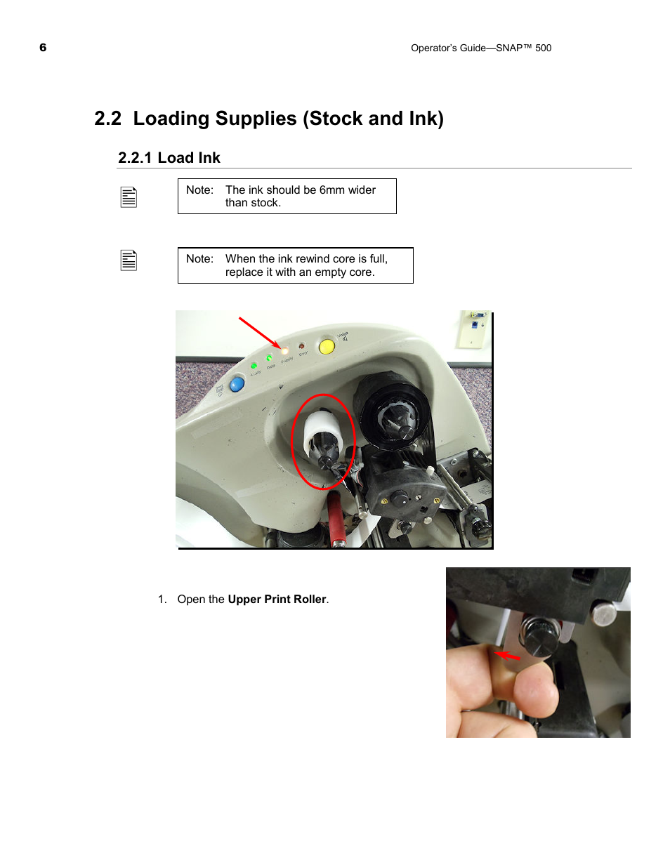 2 loading supplies (stock and ink) | Avery Dennison SNAP 500 Operator Guide User Manual | Page 6 / 34