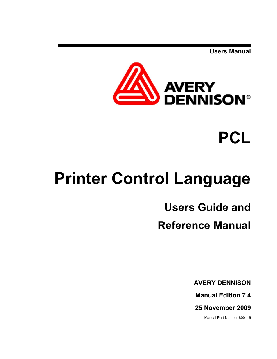 Avery Dennison PCL User Manual | 93 pages