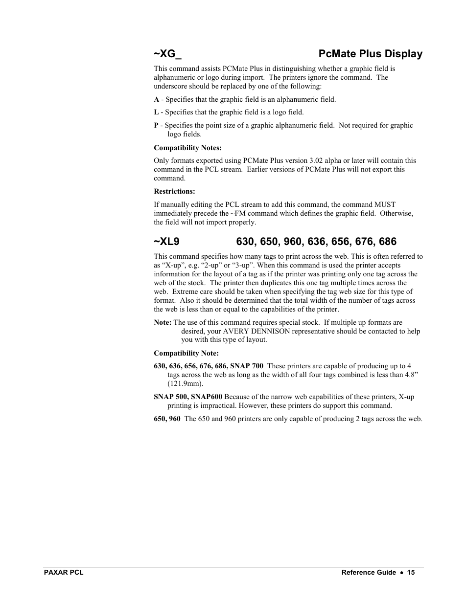 Xg_ pcmate plus display | Avery Dennison PCL User Manual | Page 17 / 93