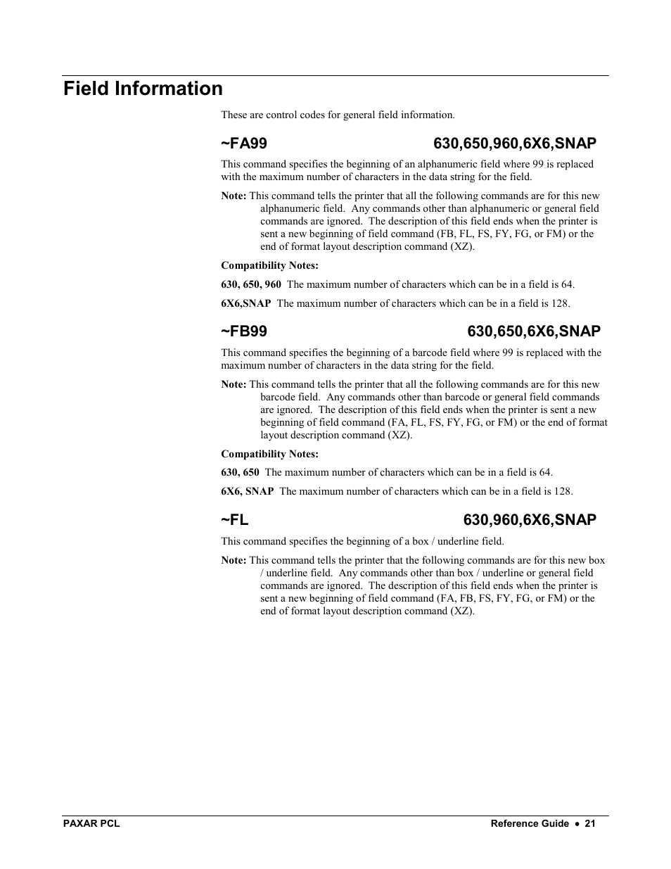 Field information | Avery Dennison PCL User Manual | Page 23 / 93