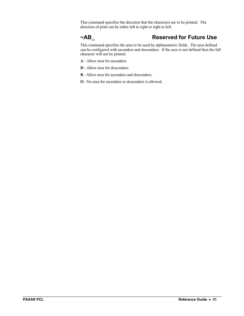 Ab_ reserved for future use | Avery Dennison PCL User Manual | Page 33 / 93