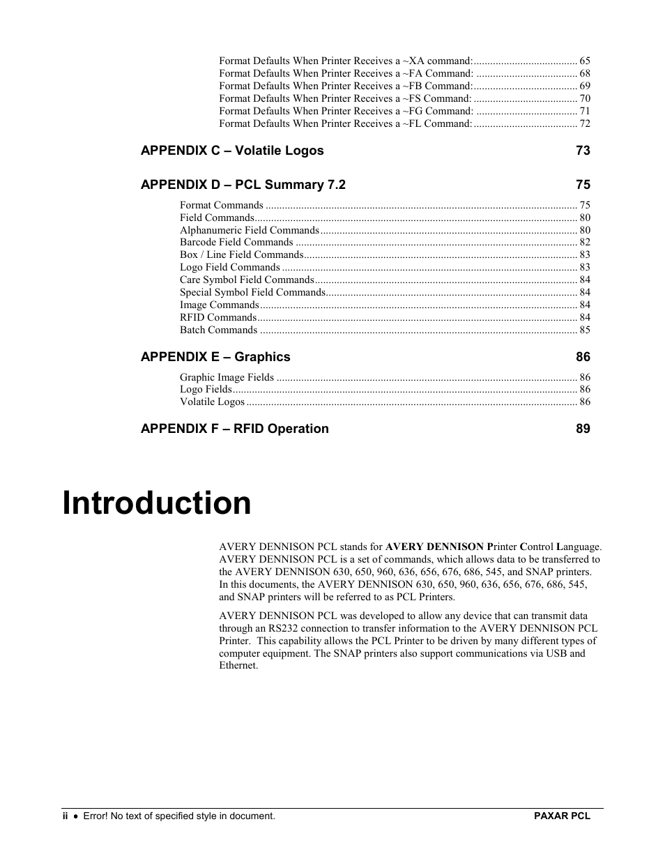 Introduction | Avery Dennison PCL User Manual | Page 4 / 93
