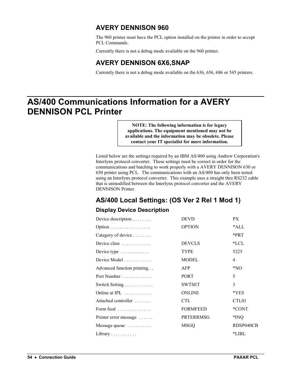 Avery dennison 960, Avery dennison 6x6,snap | Avery Dennison PCL User Manual | Page 56 / 93