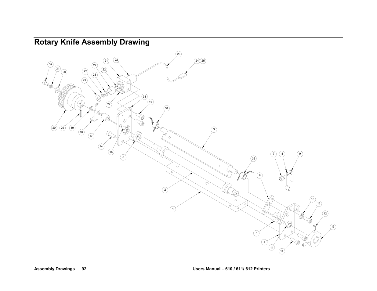 Rotary knife assembly drawing | Avery Dennison SNAP 611 User Manual | Page 100 / 108