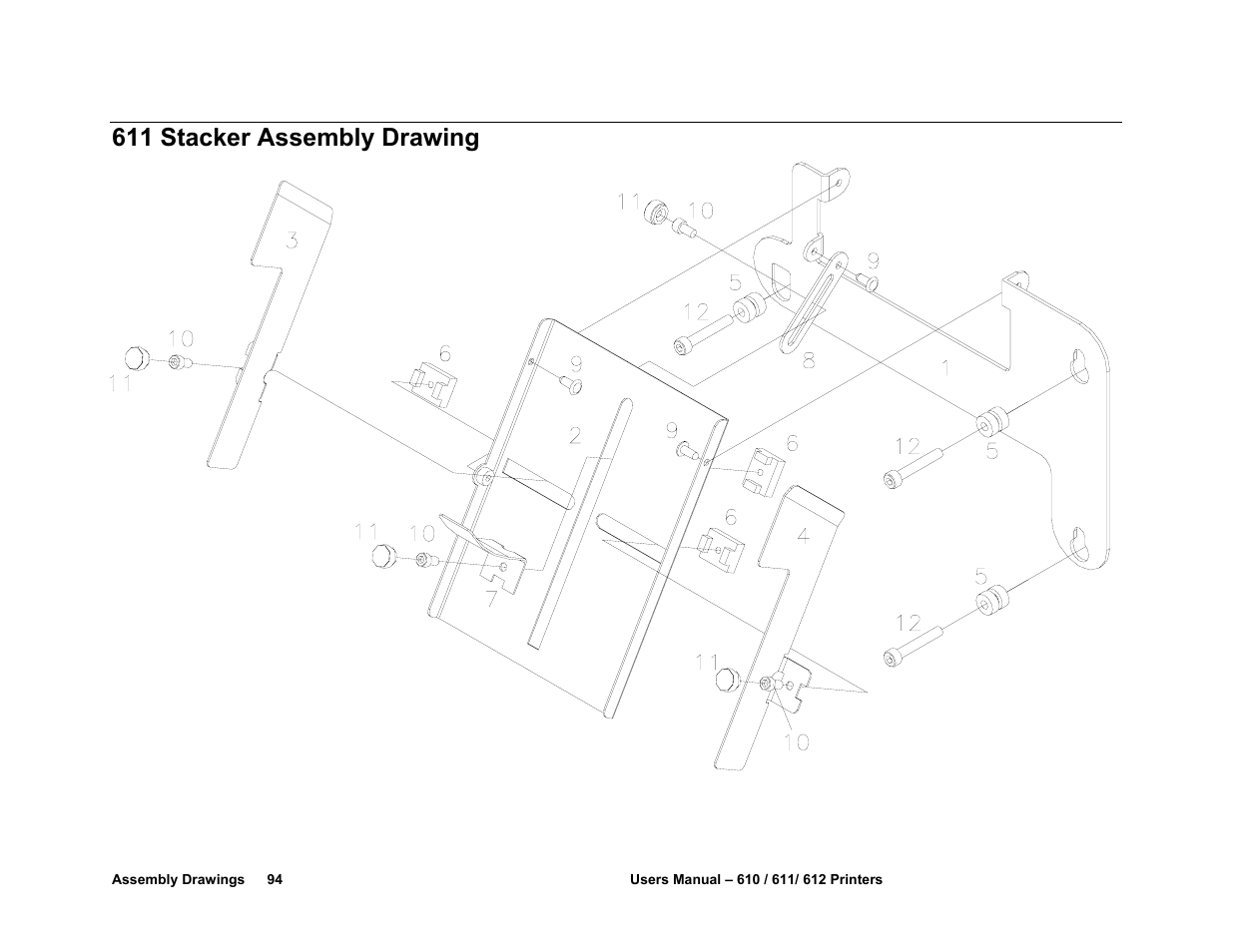 611 stacker assembly drawing | Avery Dennison SNAP 611 User Manual | Page 102 / 108