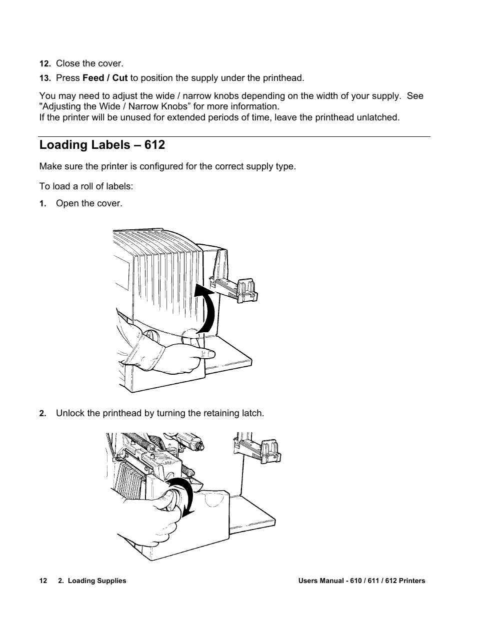 Loading labels – 612 | Avery Dennison SNAP 611 User Manual | Page 20 / 108