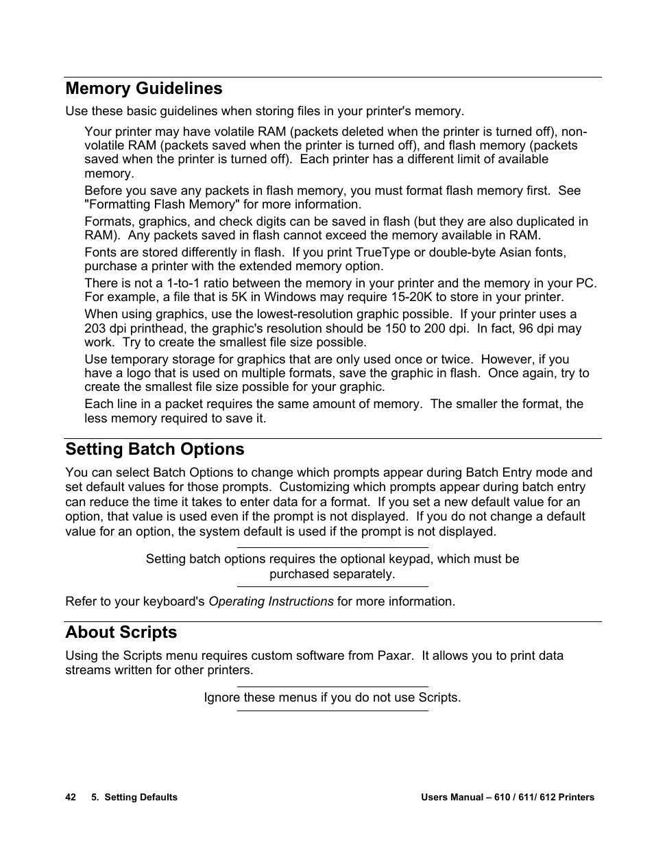 Setting batch options, About scripts | Avery Dennison SNAP 611 User Manual | Page 50 / 108