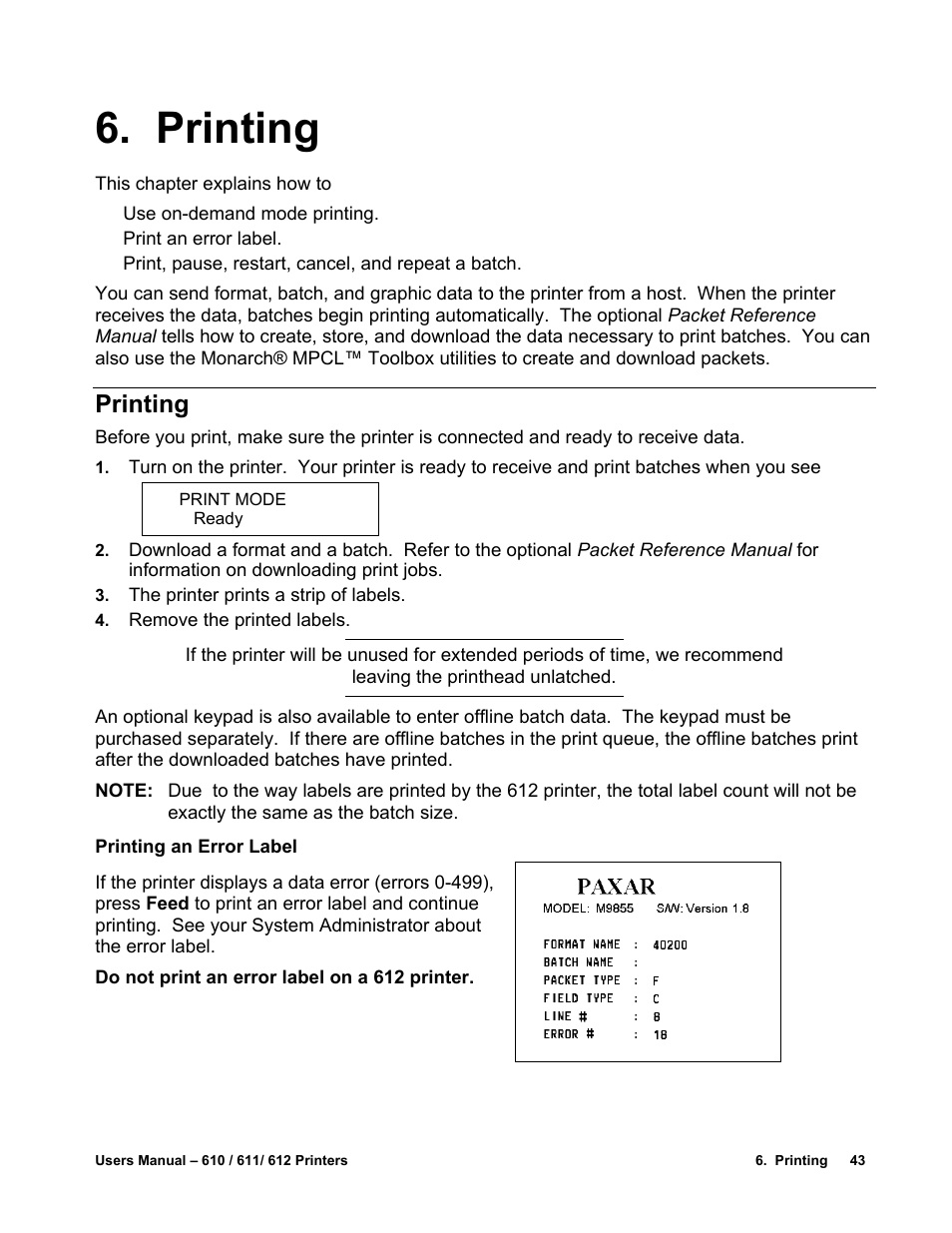 Printing | Avery Dennison SNAP 611 User Manual | Page 51 / 108