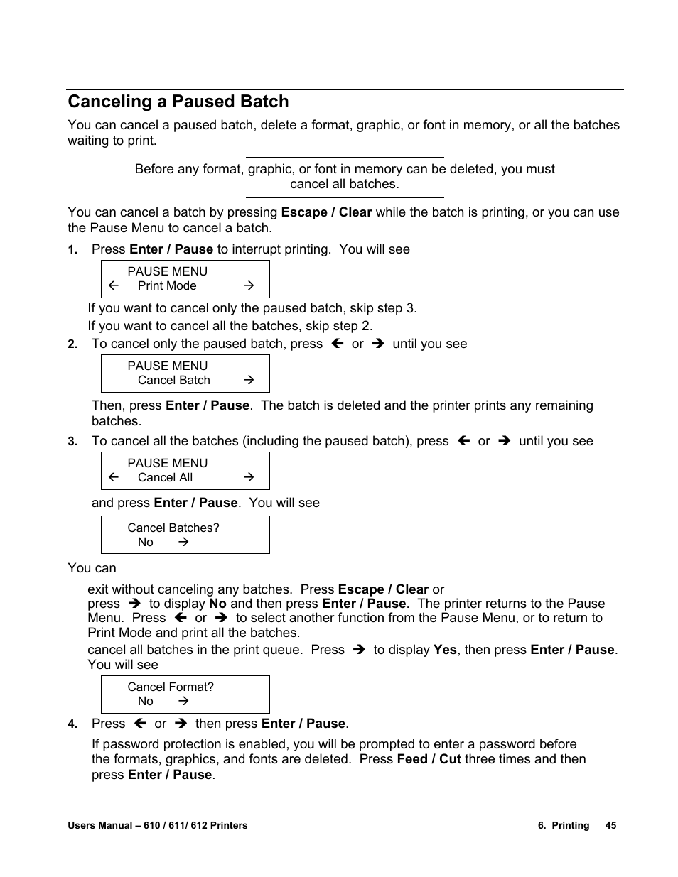 Canceling a paused batch | Avery Dennison SNAP 611 User Manual | Page 53 / 108