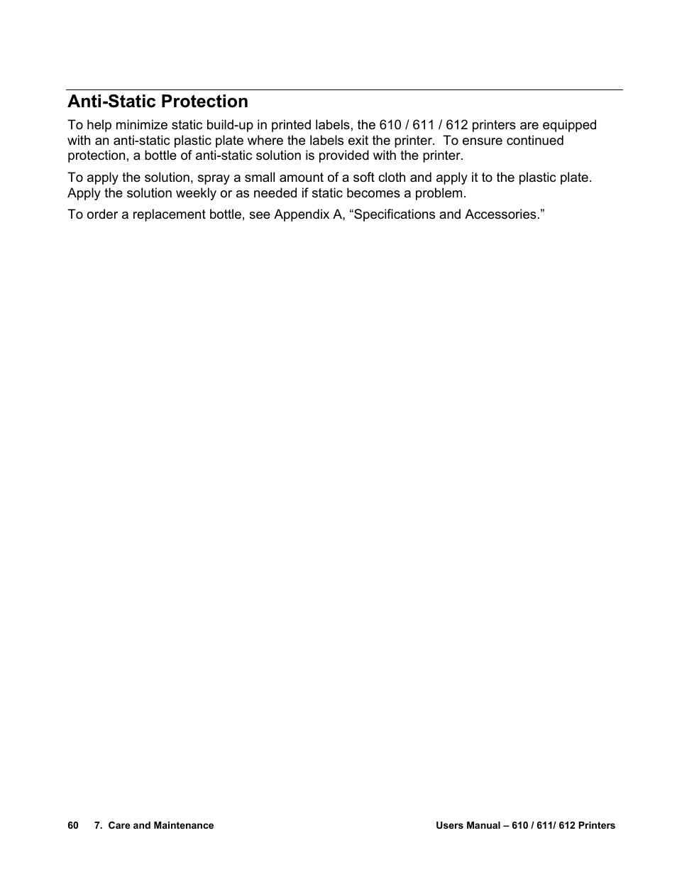 Anti-static protection | Avery Dennison SNAP 611 User Manual | Page 68 / 108