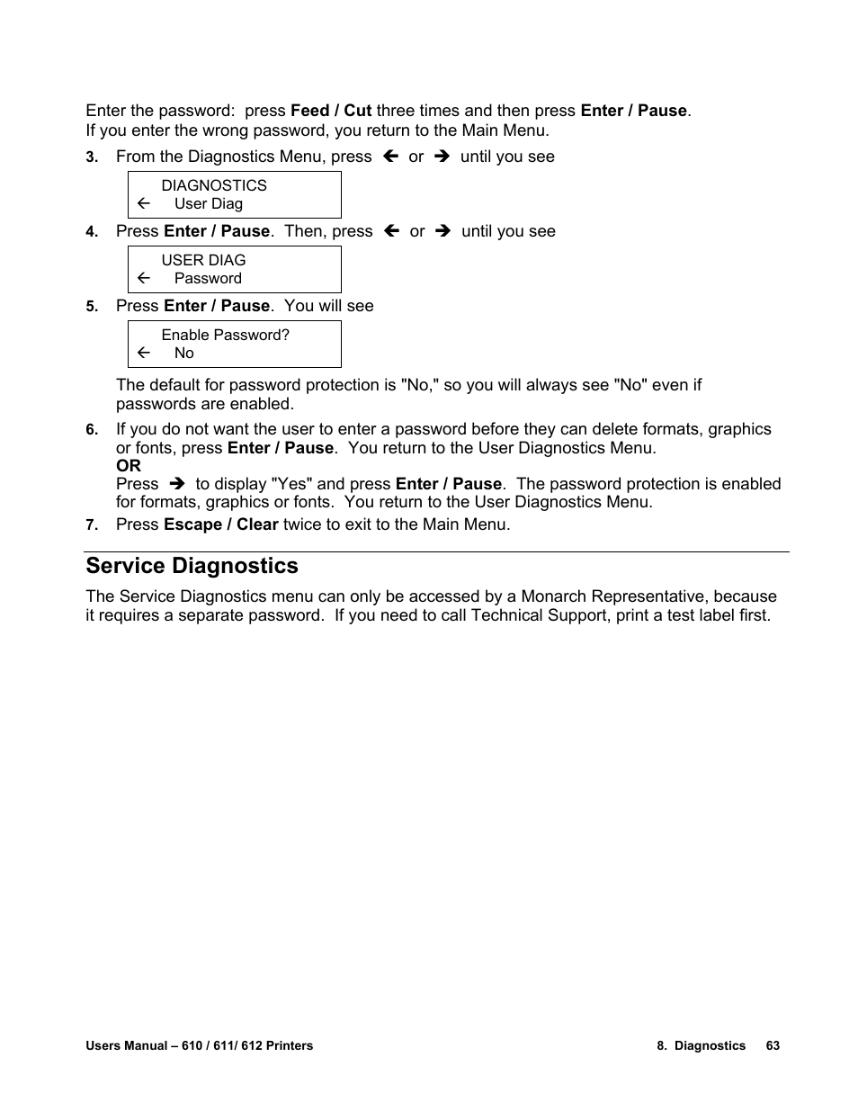 Service diagnostics | Avery Dennison SNAP 611 User Manual | Page 71 / 108