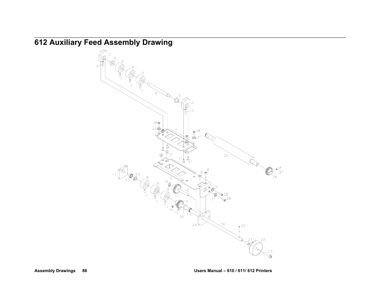612 auxiliary feed assembly drawing | Avery Dennison SNAP 611 User Manual | Page 94 / 108
